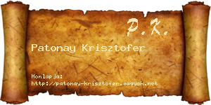 Patonay Krisztofer névjegykártya